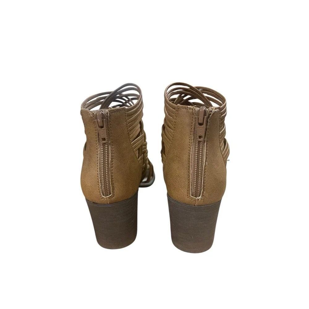 Seven Dials Womens Sandals Size 10 M Tan Strappy‎ High Heels Back Zipper H2349DH